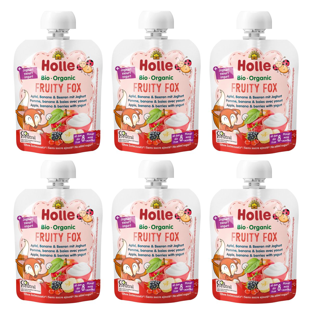 Holle Fruity Fox Apfel Banane & Beere mit Joghurt 6x 85g